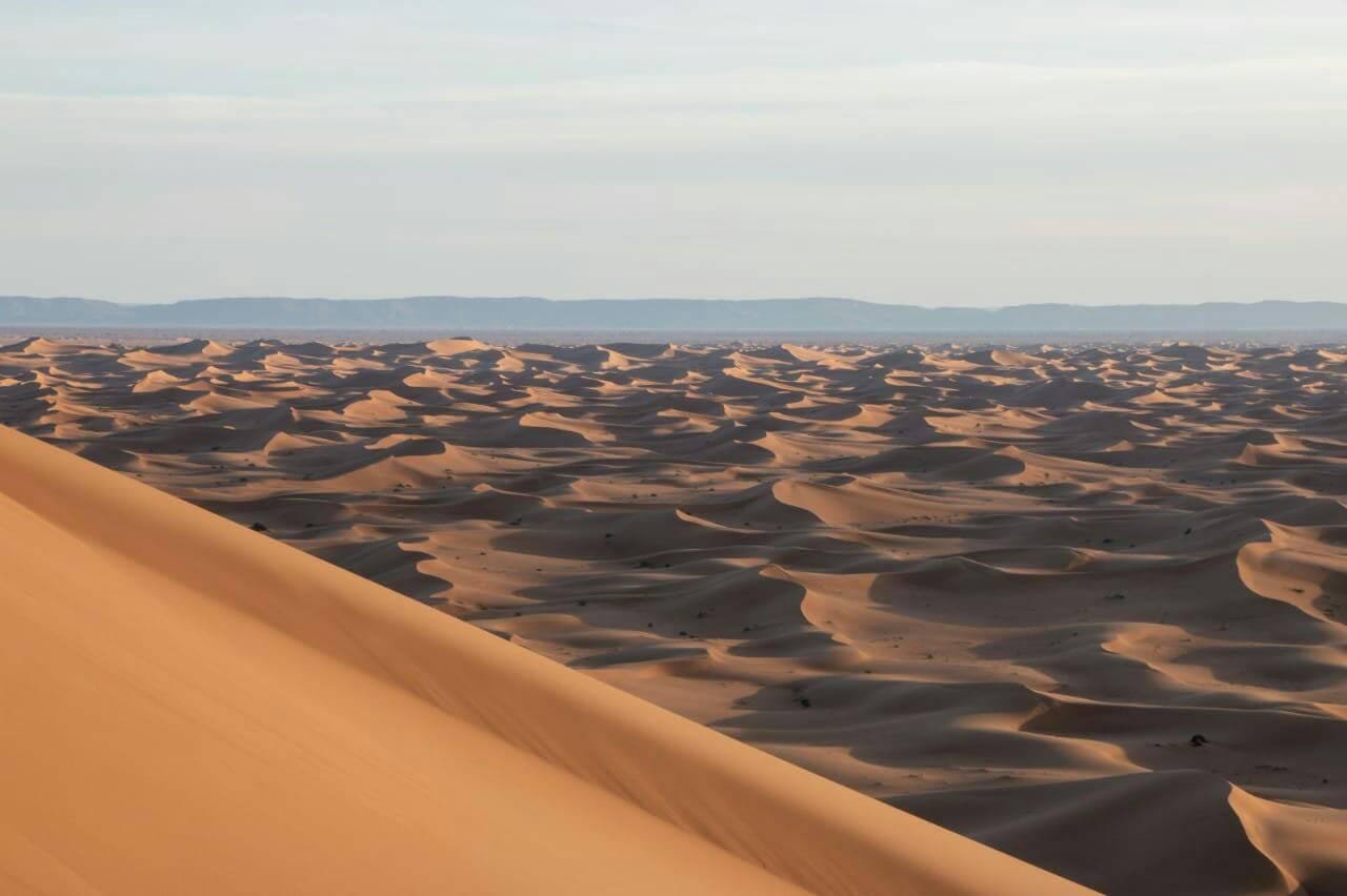 Sahara Desert Sunset View from Dunes
